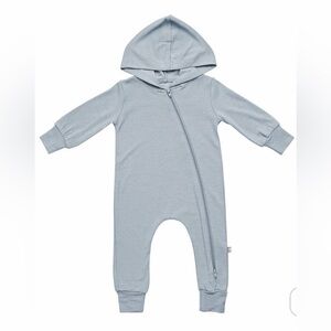 Bamboo Jersey Hooded Zippered Romper in Fog NWT
